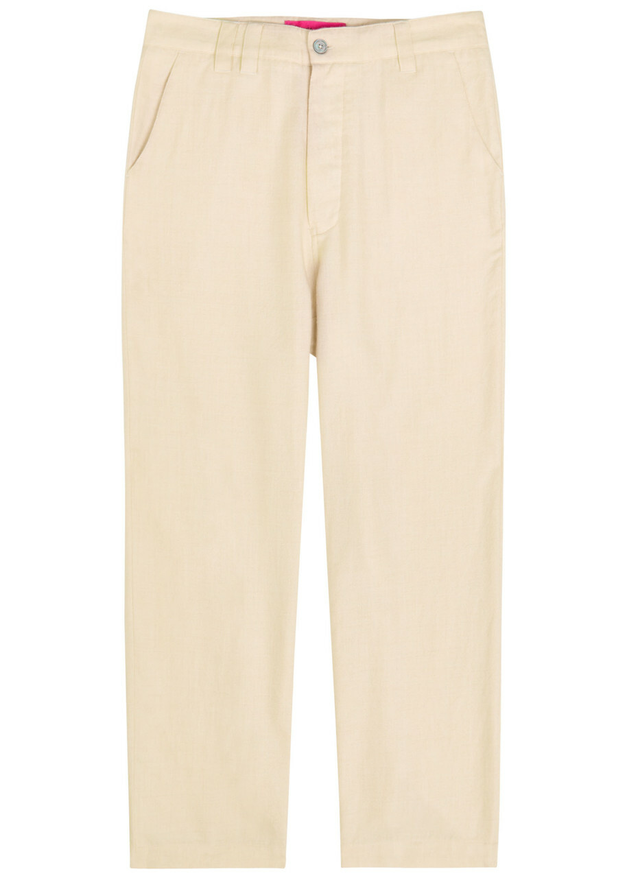The Elder Statesman Pashmina Norm Wool and Cashmere-blend Trousers Off White