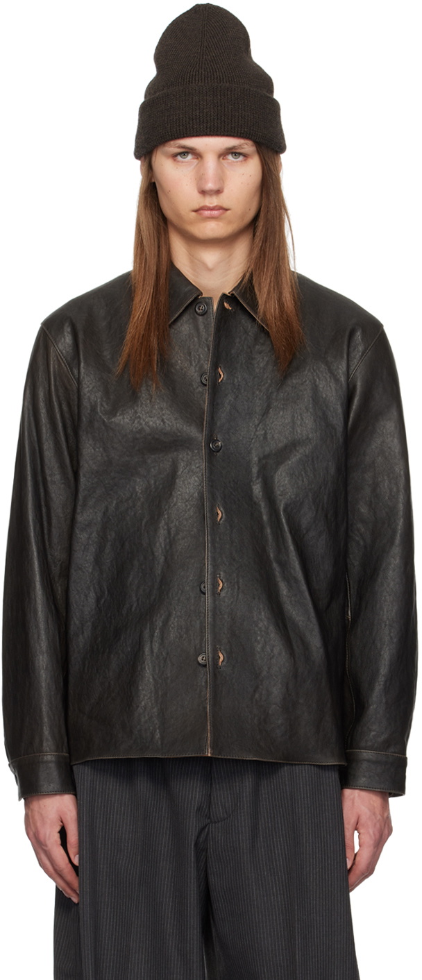 OUR LEGACY Black Welding Leather Overshirt Our Legacy OUR LEGACY Black Welding Leather Overshirt Our Legacy