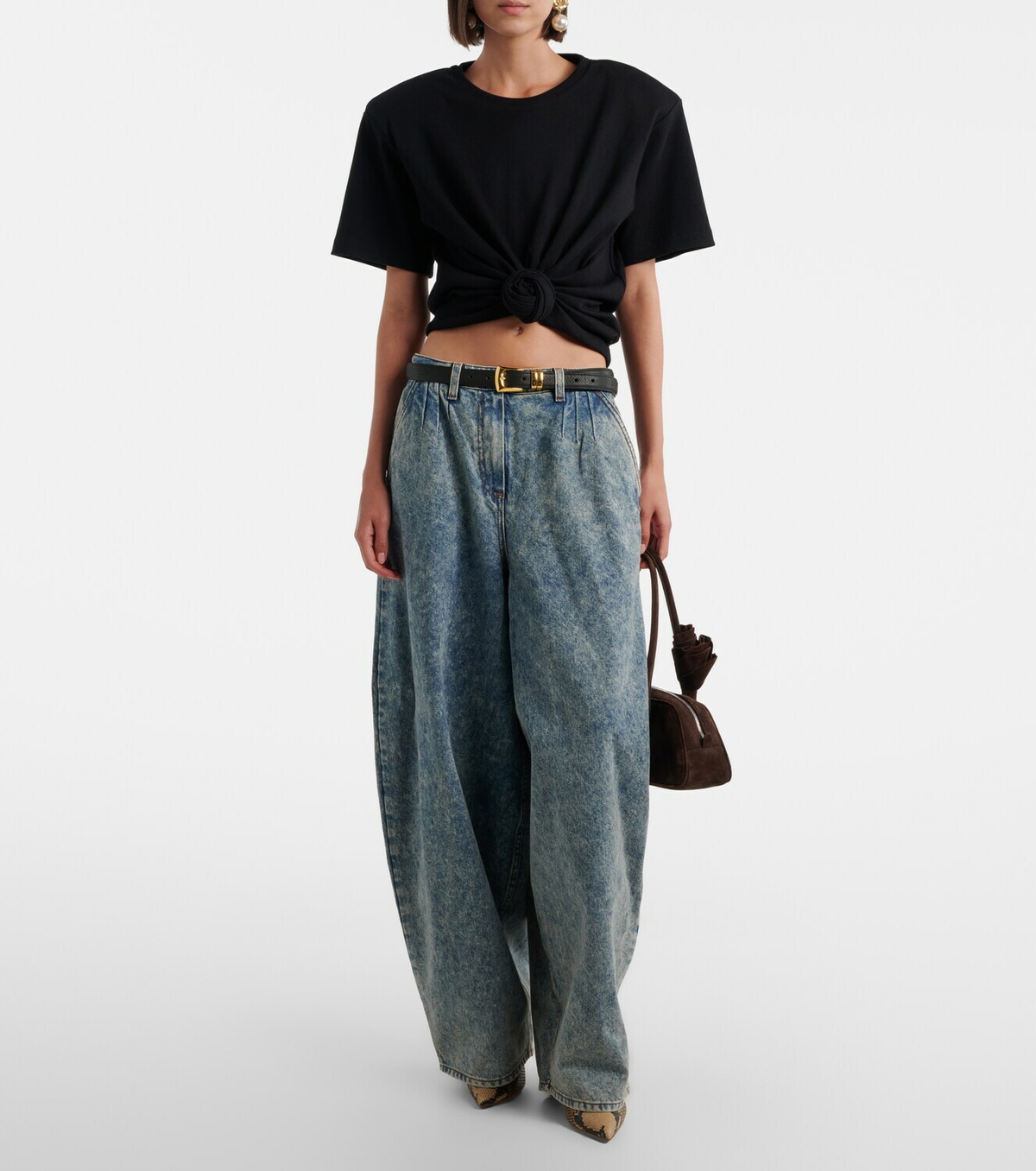 Magda Butrym Cropped cotton-blend T-shirt