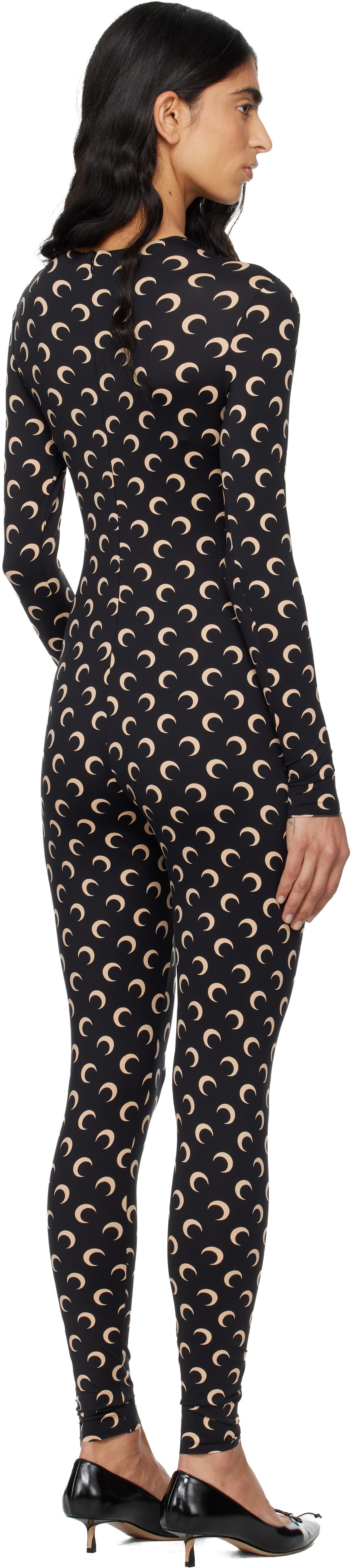 Marine Serre Black Recycled Jersey Moon Jumpsuit