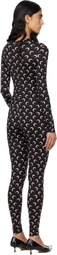 Marine Serre Black Recycled Jersey Moon Jumpsuit