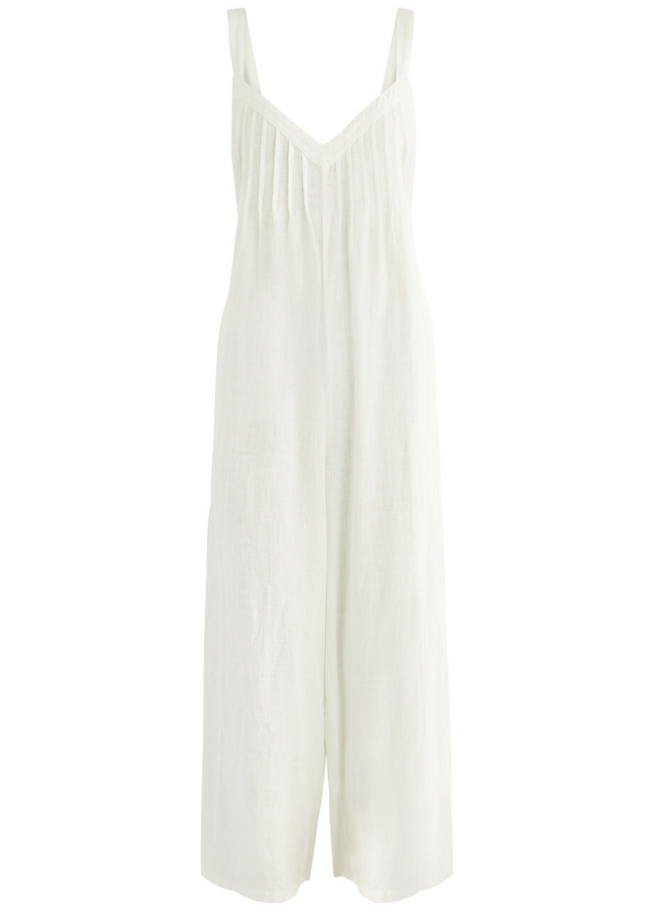 Free People Drifting Dreams Linen-blend Jumpsuit White XS (UK 4-6 / XS)
