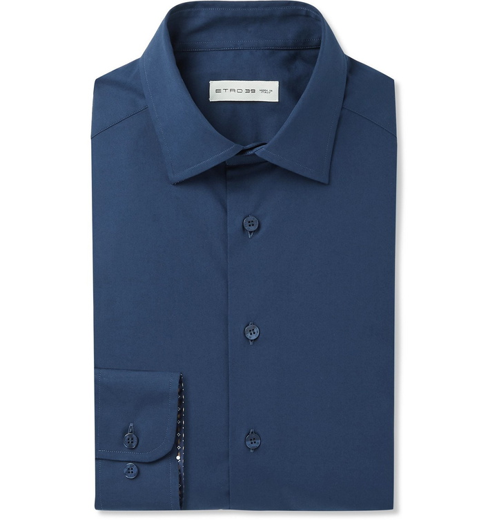 Photo: Etro - Cotton-Poplin Shirt - Blue