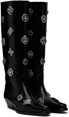 Toga Pulla SSENSE Exclusive Black Leather Embellished Tall Boots