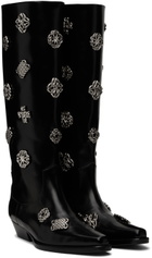 Toga Pulla SSENSE Exclusive Black Leather Embellished Tall Boots