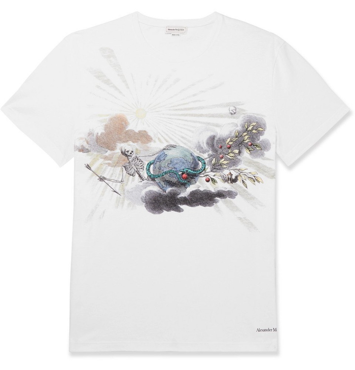 Photo: Alexander McQueen - Printed Organic Cotton-Jersey T-Shirt - White