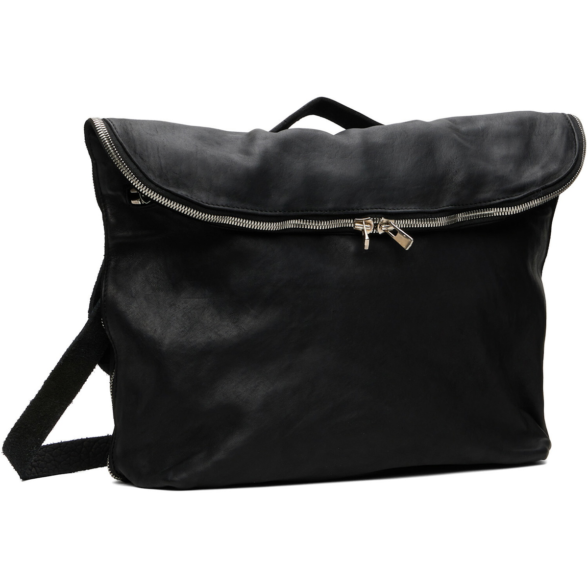 Guidi Black Leather Messenger Bag