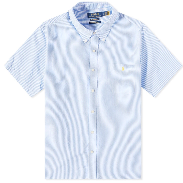 Photo: Polo Ralph Lauren Men's Seersucker Short Sleeve Shirt in Blue/White