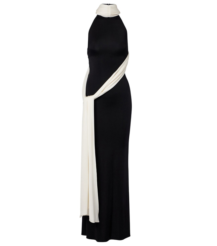 Photo: The New Arrivals Ilkyaz Ozel Leia scarf-detail halterneck gown