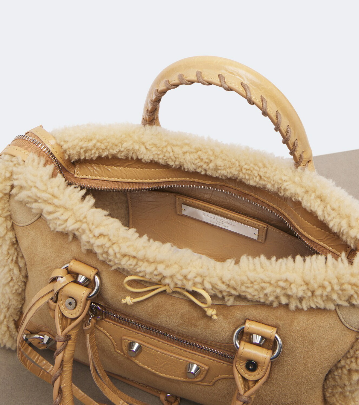 Balenciaga Le City Small suede top-handle bag