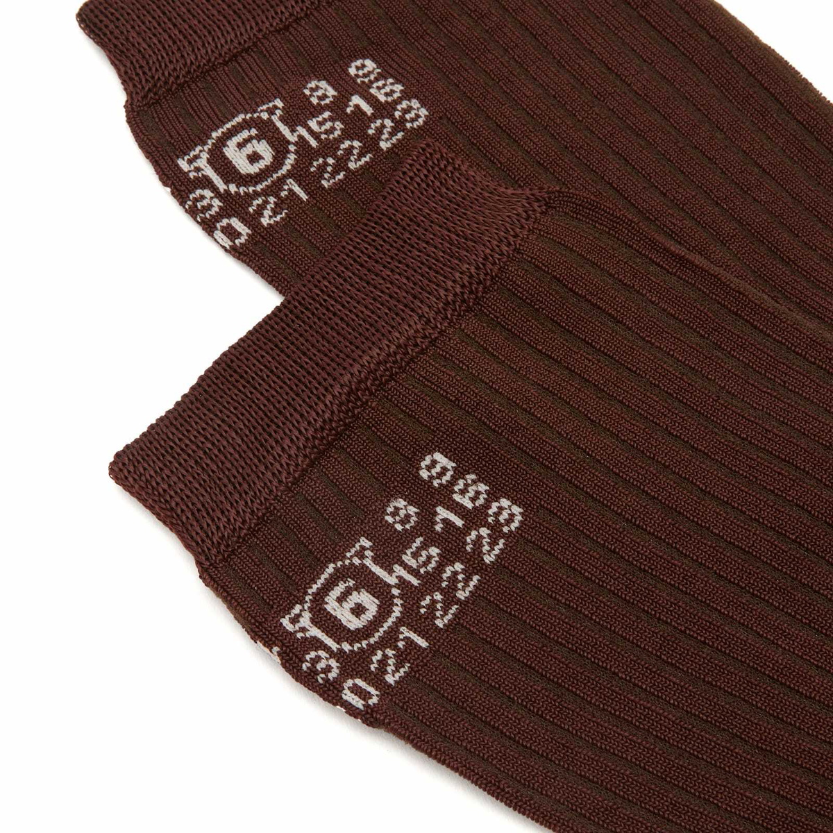 MM6 Maison Margiela Women's Long Logo Socks in Coffee Brown