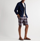 Missoni - Slim-Fit Checked Crochet-Knit Cotton and Wool-Blend Shorts - Blue