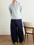 The Elder Statesman - Brushed-Cashmere Polo Shirt - Blue