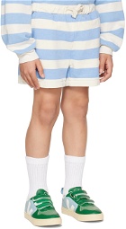 Bonmot Organic Kids Blue & Off-White Striped Shorts