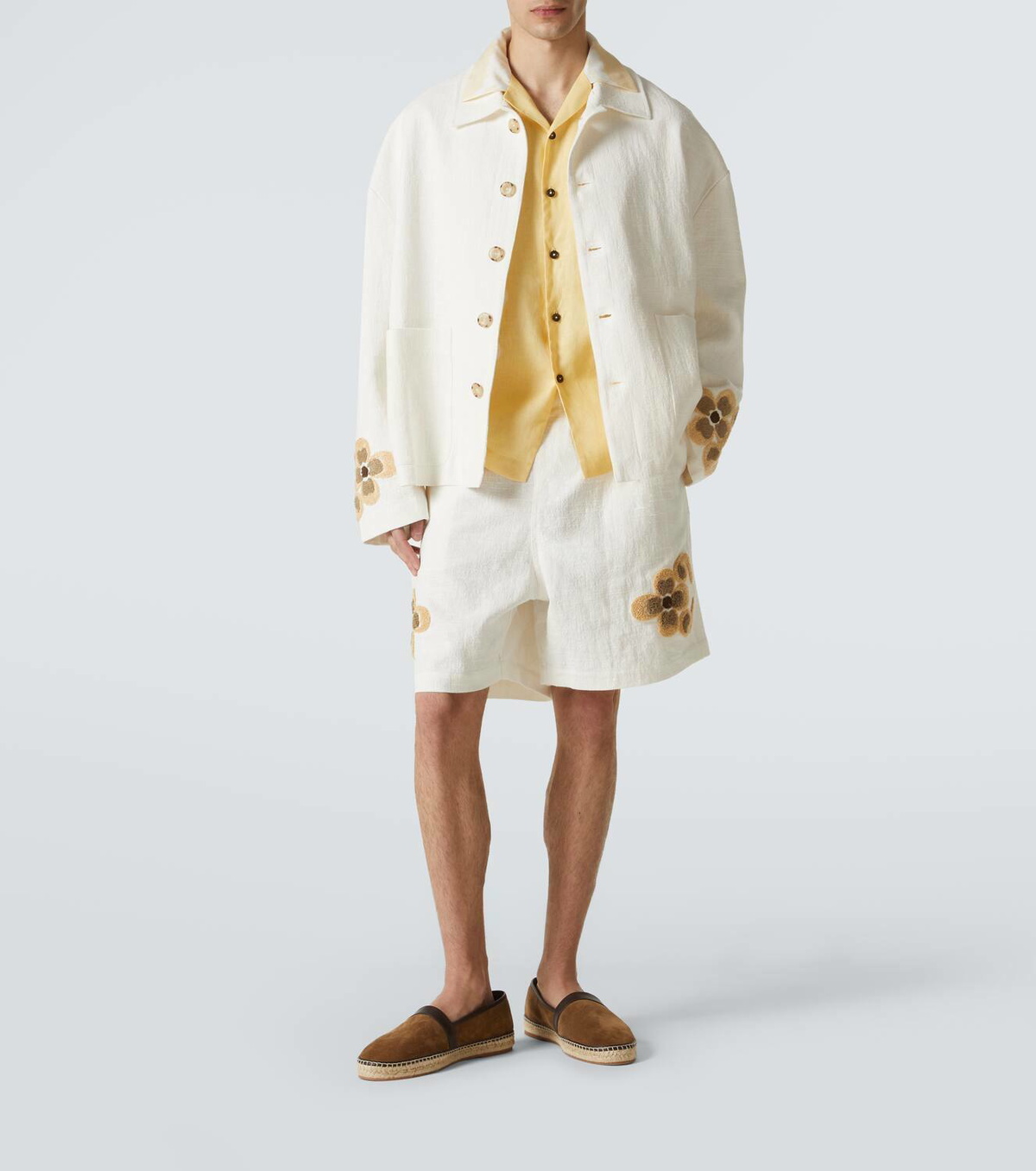 Commas Floral linen and cotton bouclé jacket