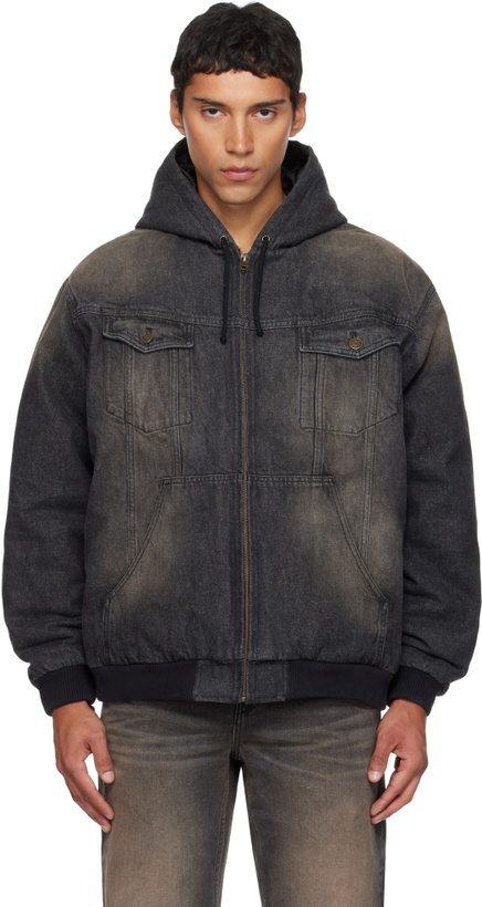 Photo: EGONlab Black & Brown Hooded Denim Jacket