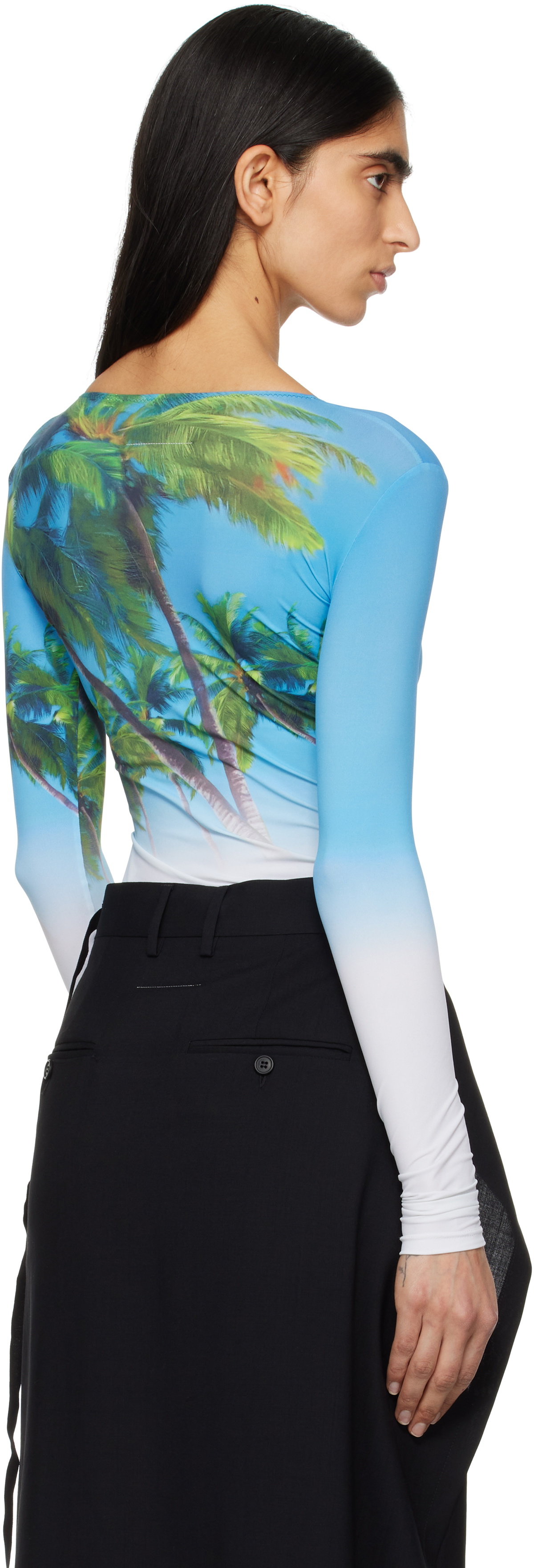 MM6 Maison Margiela Blue Archive Print Bodysuit