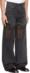 Y/Project Black Cowboy Cuff Jeans