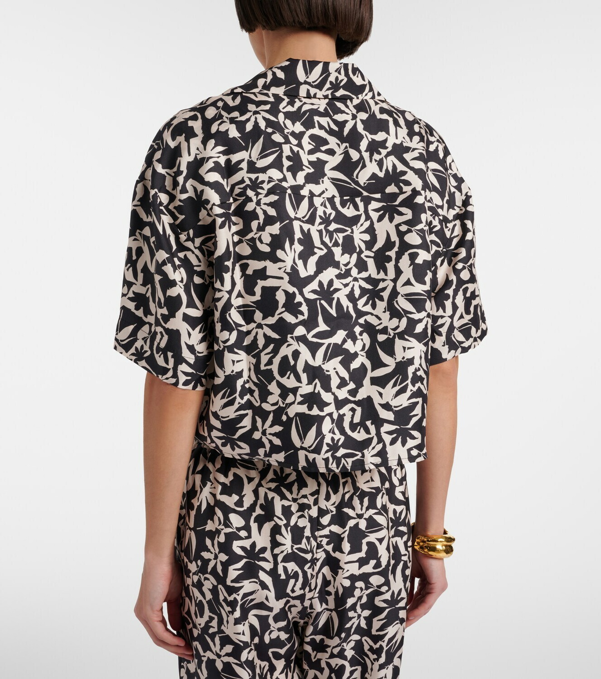 Asceno Lincoln printed cropped silk twill shirt