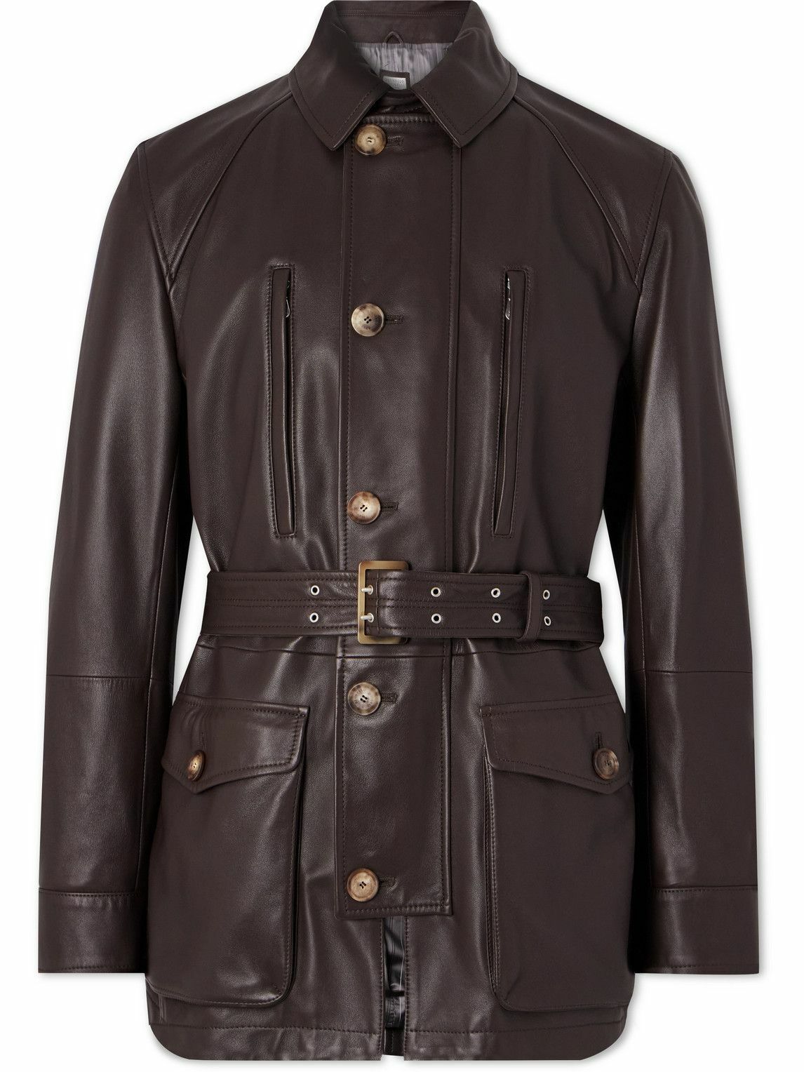 Brunello Cucinelli - Belted Full-Grain Leather Jacket Brunello Cucinelli - Belted Full-Grain Leather Jacket