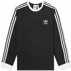 Adidas Men's Long Sleeve 3 Stripe T-Shirt in Black