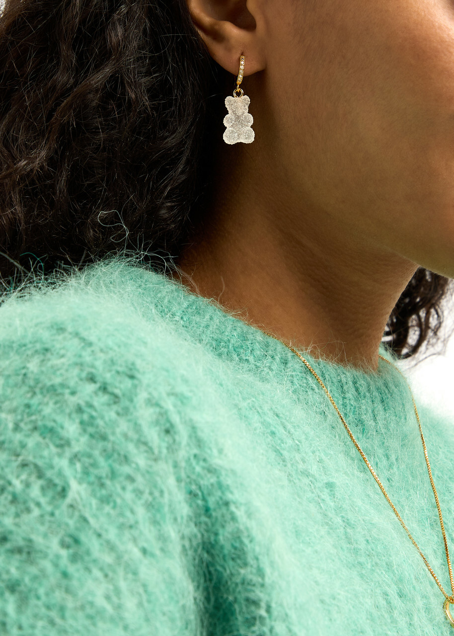 Crystal Haze Fizzy Nostalgia Bear 18kt Gold-plated Hoop Earrings - Green - One Size