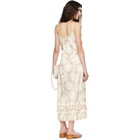 Simone Rocha Off-White Ruffle Frill Hem Slip Midi Dress