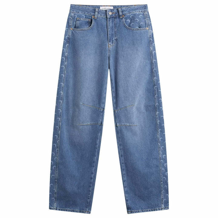 Photo: Marine Serre Women's Baggy Denim Jeans in Light Blue