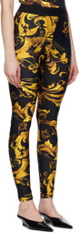 Versace Jeans Couture Black & Gold Lycra Barocco Leggings