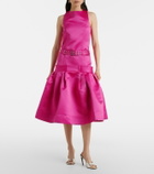 Ganni Belted satin midi dress