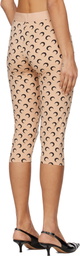 Marine Serre Beige Recycled Moon Jersey Capri Leggings