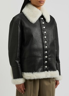 Loewe Womens Black & White Shearling Leather Jacket UK8/S White And Black