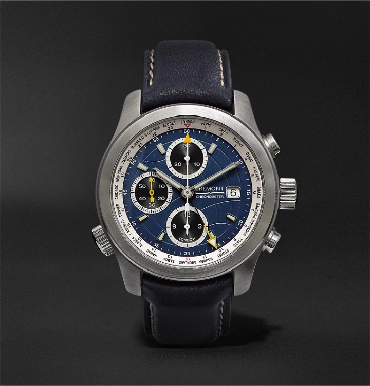 Photo: Bremont - ALT1-B2(GMT) Automatic Chronograph 43mm Stainless Steel and Leather Watch - Blue