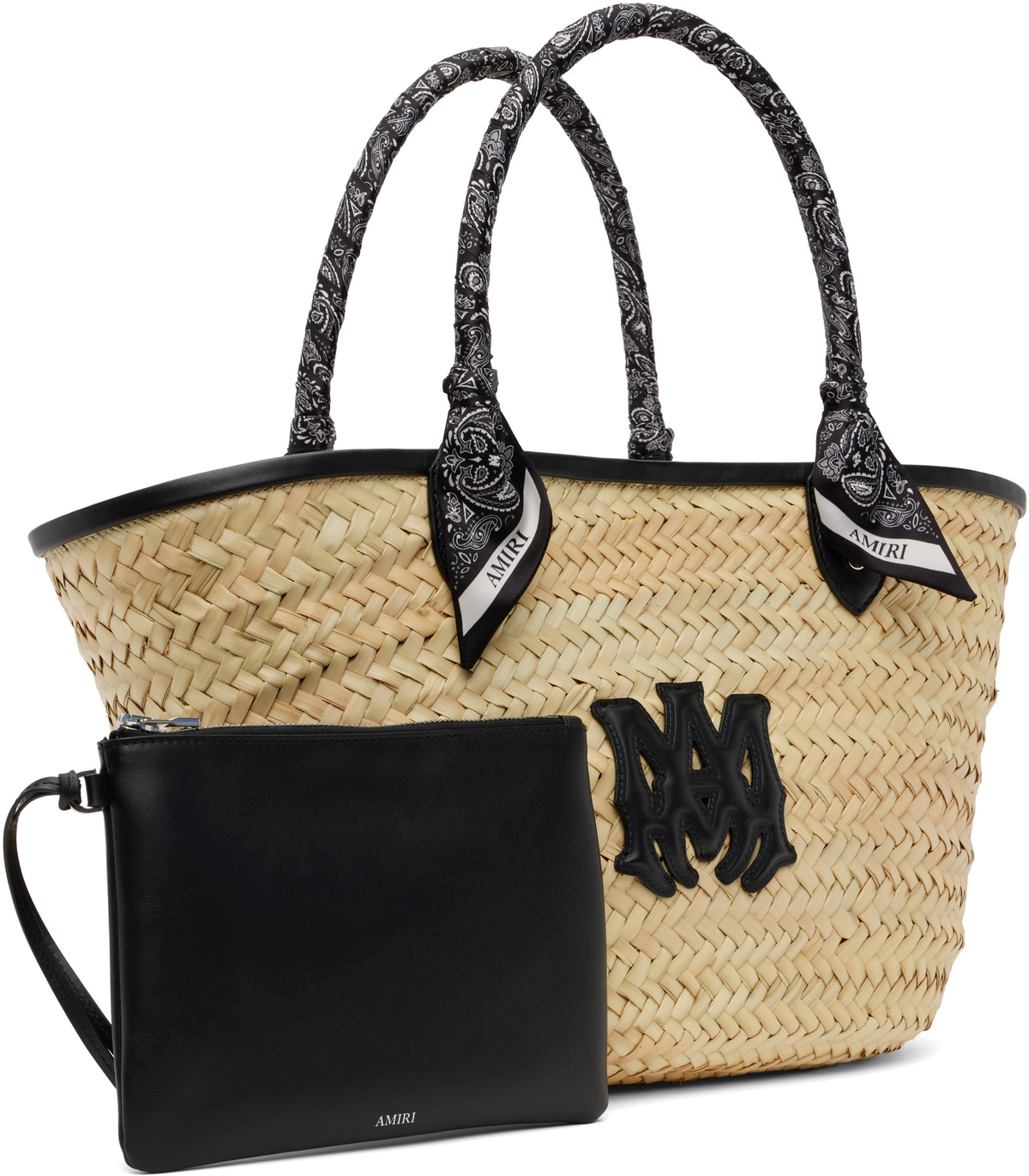 AMIRI Beige & Black MA Raffia Macro Tote Amiri