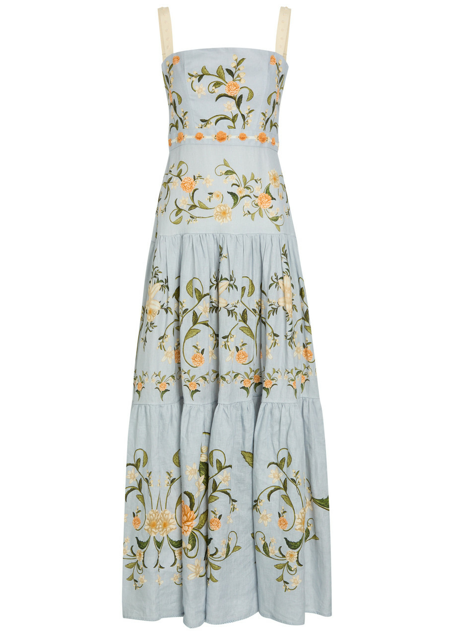 Agua BY Agua Bendita Lima Valle Floral-print Linen Maxi Dress Multicoloured