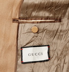 Gucci - Double-Breasted Crinkled Wool Jacket - Brown