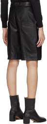 Situationist Black Pleated Faux-Leather Shorts