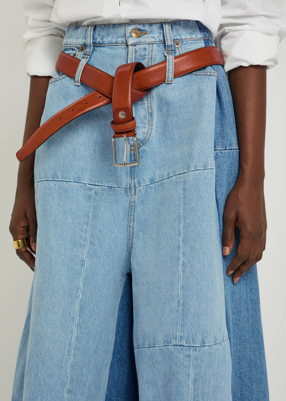 A.W.A.K.E Mode Panelled Two-tone Wide-leg Jeans Blue