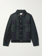 Kardo - Marvin Distressed Patchworked Kantha Cotton Trucker Jacket - Blue