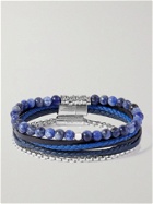 TATEOSSIAN - Set of Three Leather, Sodalite and Sterling Silver Bracelets - Blue