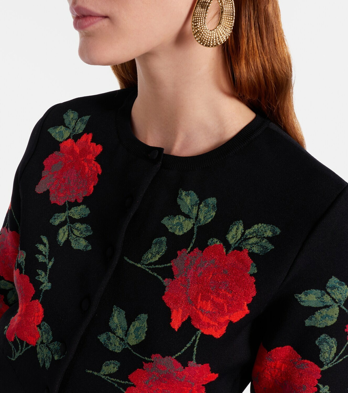 Carolina Herrera Floral cropped jacquard cardigan