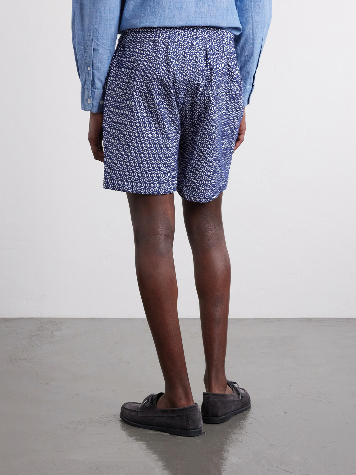 Portuguese Flannel - Abstract Tile Straight-Leg Cotton Shorts - Blue
