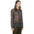 Dries Van Noten Black Embroidered Floral Shirt