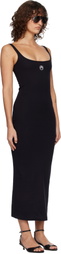 Marine Serre Black Moon Logo Ribbed Jersey Maxi Dress