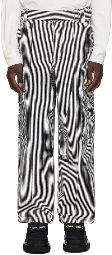Photo: Kenzo Black & White Kenzo Paris Striped Denim Cargo Pants