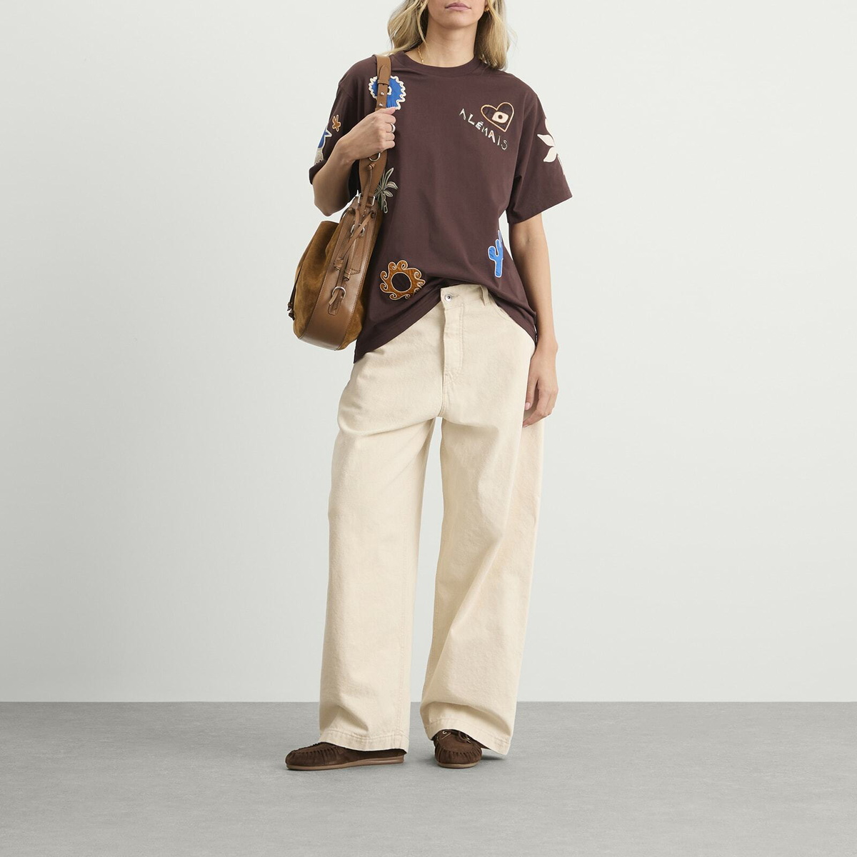 ALÉMAIS Women's Sirocco Embroidered T-Shirt in Chocolate