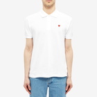 Comme des Garçons Play Men's Little Red Heart Polo Shirt in White