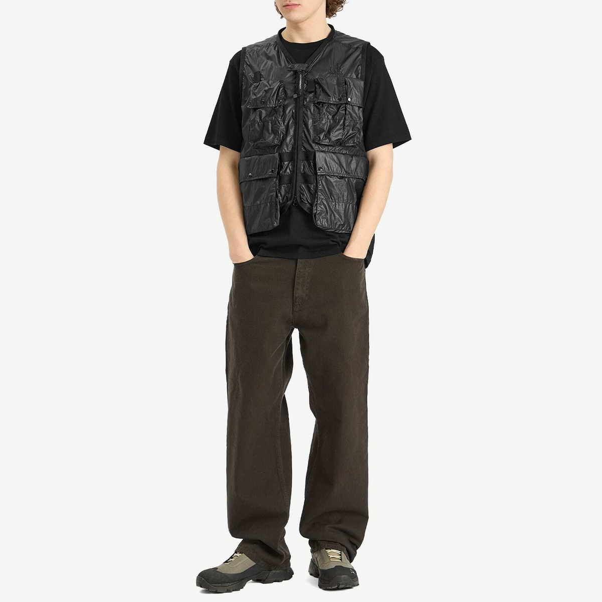 C.P. Company Men's CS II Multipocket Logo Vest in Black C.P.