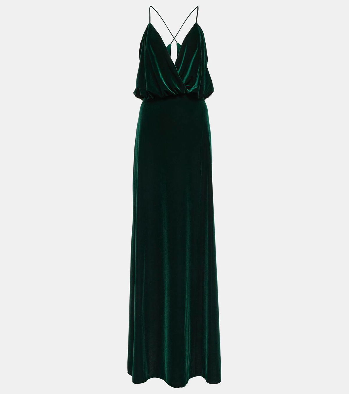 Monique Lhuillier Draped plunge-neck velvet gown Monique Lhuillier