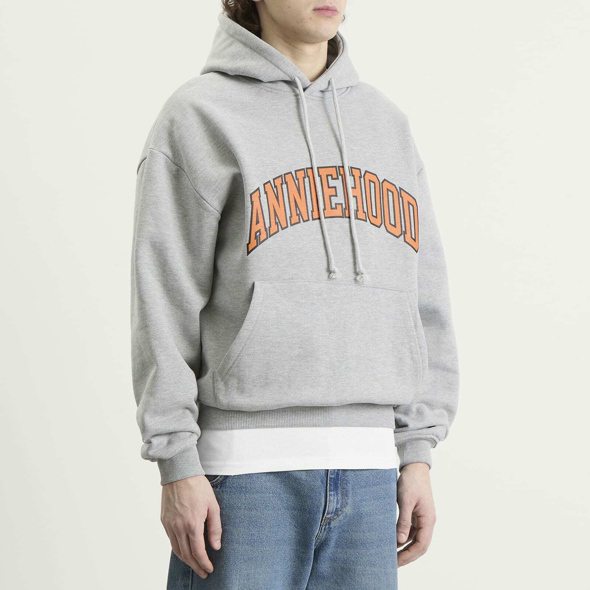 ANNIE HOOD Men's College Arch Hoodie in Marl Grey